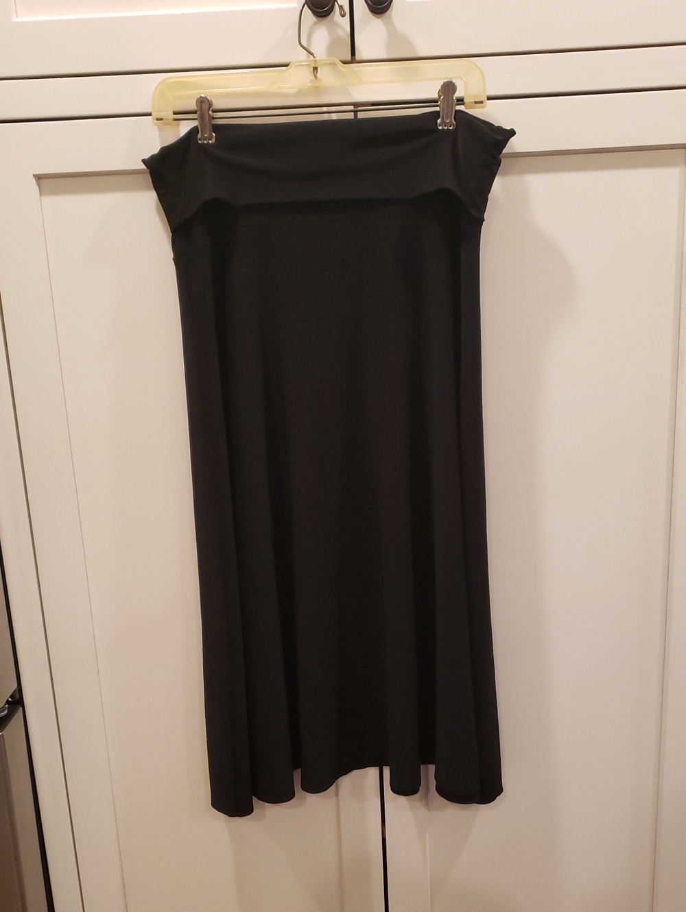 Sympli Black Fold-Over Midi Skirt